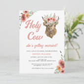 Bloemige Heilige Koe Western Bruiloftsborrel  Kaart (Staand voorkant)