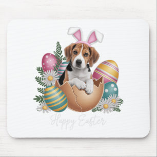 Bloemige honden Pasen Cute Beagle-hond Puppy Geluk Muismat