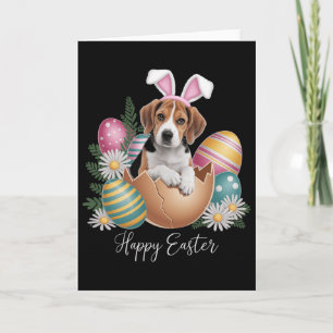 Bloemige Honden Pasen Dag Schattige Beagle Hond Pu Kaart