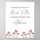 Bloemige hulp voor de bezige bruid Adreskaart Poster (Voorkant)