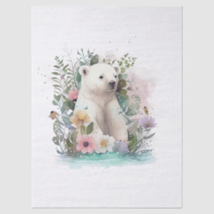 Bloemige IJsbeer Aquarel Tissuepapier