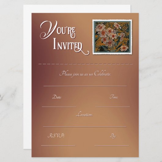Bloemige invuluitnodiging kaart (Voorkant / Achterkant)