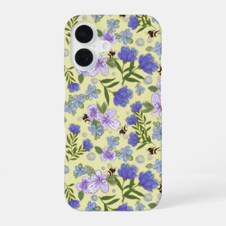 Bloemige iPhone 16-design in zachte geel 16 Hoesje