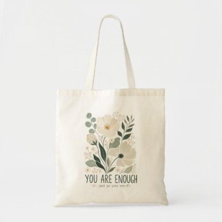 Bloemige Je Bent Voldoende Inspirerende Botanische Tote Bag