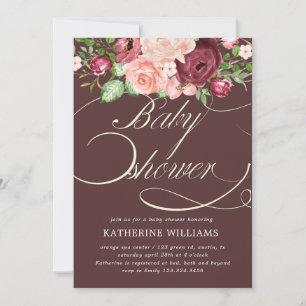 bloemige kalligrafie baby shower uitnodiging