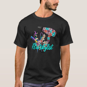 Bloemige kapper Cute Peace Love Barbier Haar Th T-shirt
