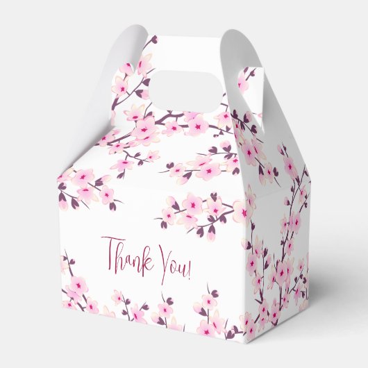 Bloemige kersbloesem roze witte bruidsdouche bedankdoosjes (Achterkant)