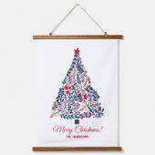 bloemige kerstboom hangend wandkleed (Voorkant)