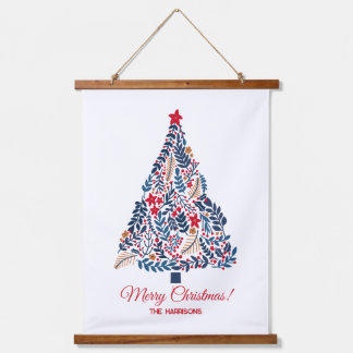 bloemige kerstboom hangend wandkleed