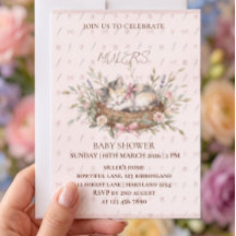 Bloemige Kitten Meisje Baby Shower Uitnodiging