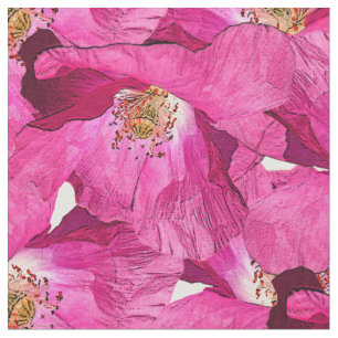 Bloemige klaprozen roze patroon. stof