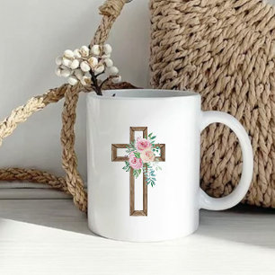 Bloemige kruisdoop koffiemok