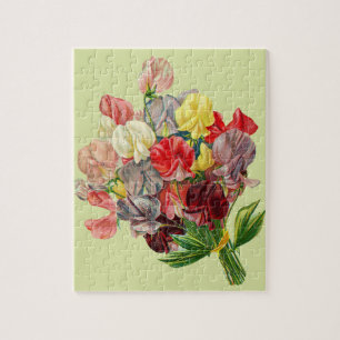 Bloemige Lathyrus Roze Rood Geel Grijs Boeket Legpuzzel