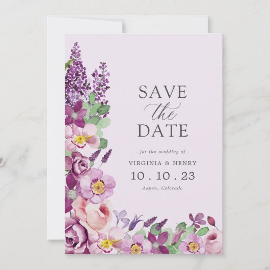 Bloemige Lavendel Bewaar De Datum Save The Date (Voorkant)