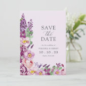 Bloemige Lavendel Bewaar De Datum Save The Date (Staand voorkant)