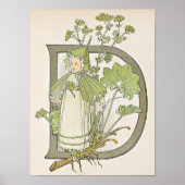 Bloemige letter D poster van Ottilia Adelborg (Voorkant)