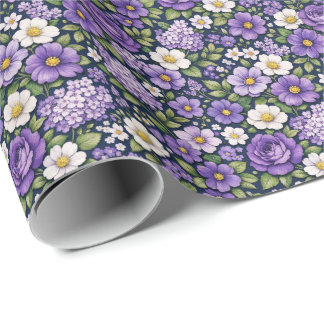 bloemige lila cadeaupapier