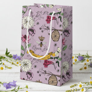 Bloemige Lilac Koningin Bij, Bijenkorf & Bloemen Klein Cadeauzakje