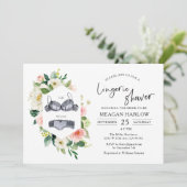 Bloemige lingerie douche ondergoed feest uitnodigi kaart (Staand voorkant)