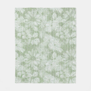 Bloemige Madeliefje Fluwelen LIme Groen Fleece Deken