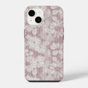 Bloemige Madeliefje Fluwelen Stof Roze iPhone 14 Hoesje