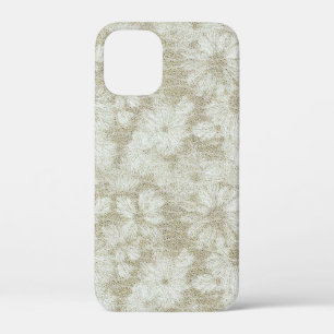 Bloemige Madeliefjes Fluwelen Crème Textuur iPhone 12 Mini Hoesje
