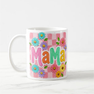 bloemige mama mok, leuke moeder mok, roze bloem mo koffiemok