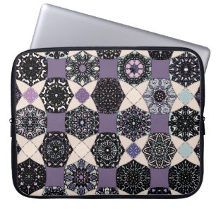 bloemige mandala: kleurrijk naadloos laptop sleeve