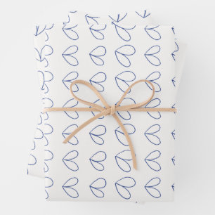 Bloemige mengeling omlijnd in blauw inpakpapier vel