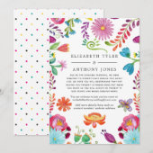 Bloemige Mexicaanse Fiesta Gereduceerde Trouwgaste Aankondiging (Voorkant / Achterkant)