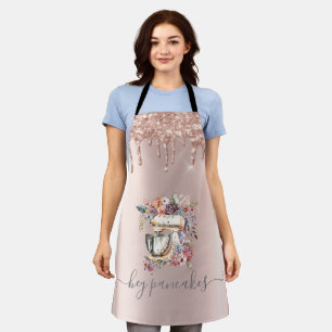 Bloemige Mixer Glitter Drips Roze Goud Schort