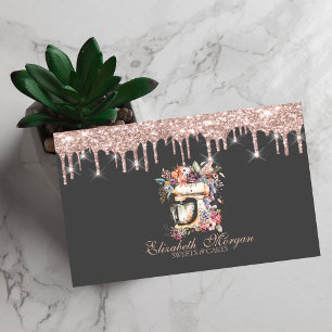 Bloemige Mixer Rose Goud Drips Bakkerij Visitekaartje