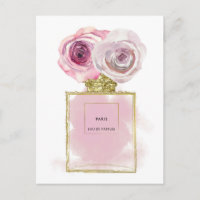 Bloemige Mode Parfumfles Roze Rozen Goud Glamour
