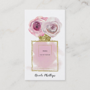 Bloemige Mode Parfumfles Roze Rozen Goud Glamour Visitekaartje