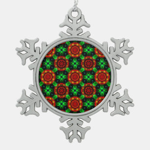 Bloemige Moderne Boho Elegante Abstracte Patroon # Tin Sneeuwvlok Ornament
