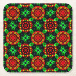 Bloemige Moderne Boho Elegante Abstracte Patroon # Vierkante Kartonnen Onderzetter