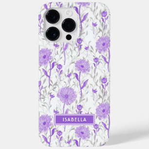 Bloemige Moderne Meisjesachtige Paarse Bloemen Sti Case-Mate iPhone 14 Pro Max Hoesje