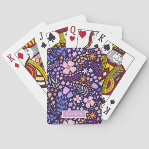 Bloemige moderne wilde bloemen meisjesachtig elega pokerkaarten
