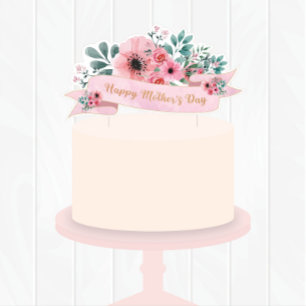Bloemige Moederdag Cakede coratie/Kaart Feestdagenkaart