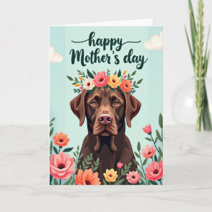 Bloemige Moederdag Hond Portretkaart Kaart