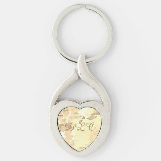 Bloemige Monogram Bloem Waterverf Sleutelhanger