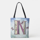 Bloemige Monogram N Tote Tas (Achterkant)