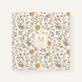 Bloemige monogram notitieboek agenda