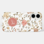  bloemige monogram pastel perzik boho Case-Mate iPhone case (Achterkant (horizontaal))