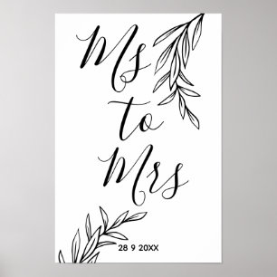 Bloemige Ms naar Mrs bruidsfeest Poster