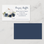 Bloemige Navy Blauwe Pompoen Baby Shower Luier Raf Informatiekaartje (Voorkant / Achterkant)