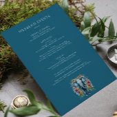 Bloemige Olifant Blauw Bachelorette Feestweekend Kaart