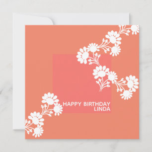 Bloemige oranje tweedelige illustratiekaart kaart