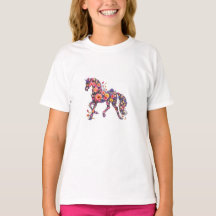 Bloemige Paard Bloem Kunst T-Shirt