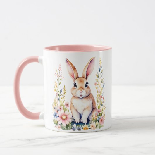  bloemige paashaas gepersonaliseerd mok (Links)